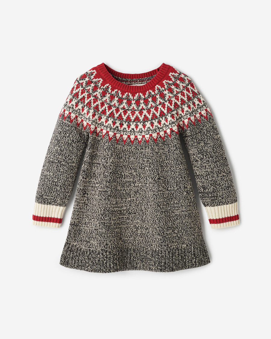 mädchen-hüttenkleid im fair-isle-stil