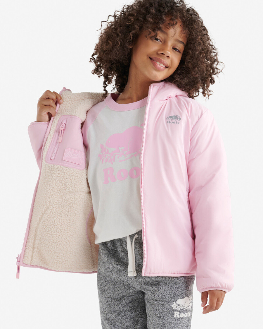wendbare kinder-fleecejacke aus lammfell