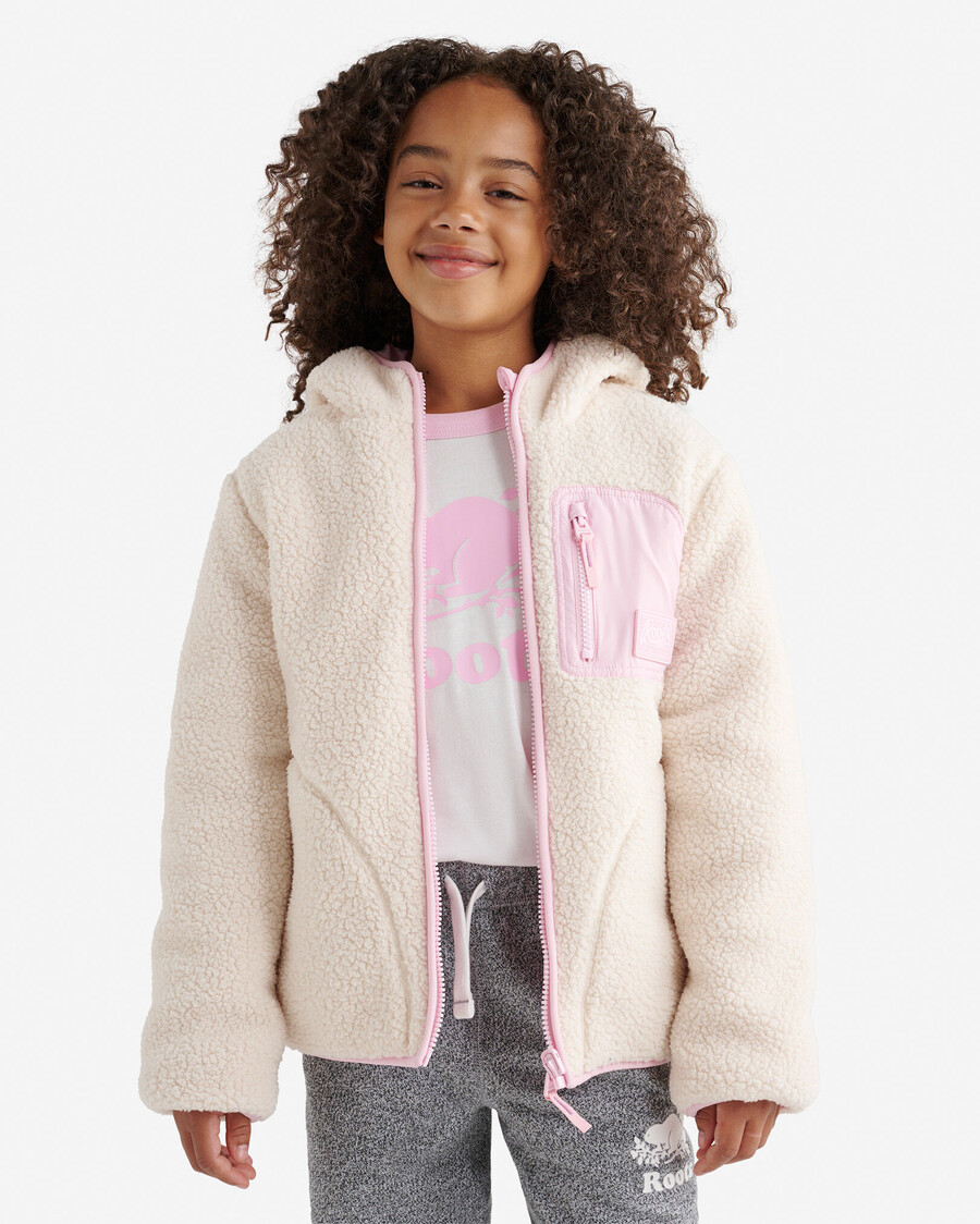 wendbare kinder-fleecejacke aus lammfell