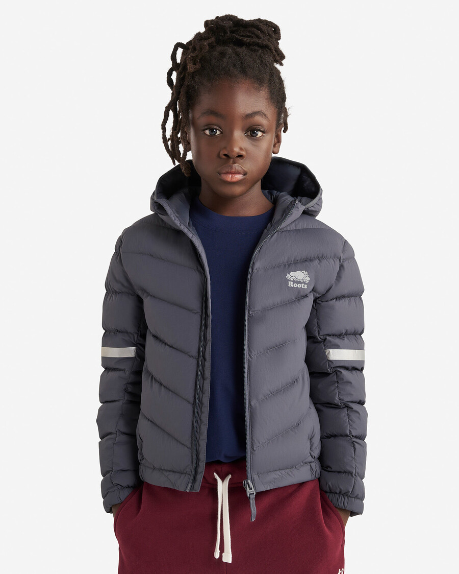 roots daunen-packbare jacke für kinder
