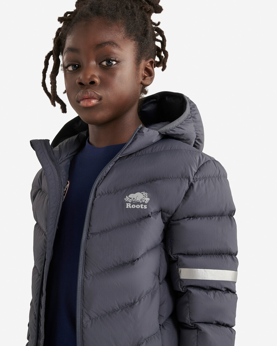 roots daunen-packbare jacke für kinder