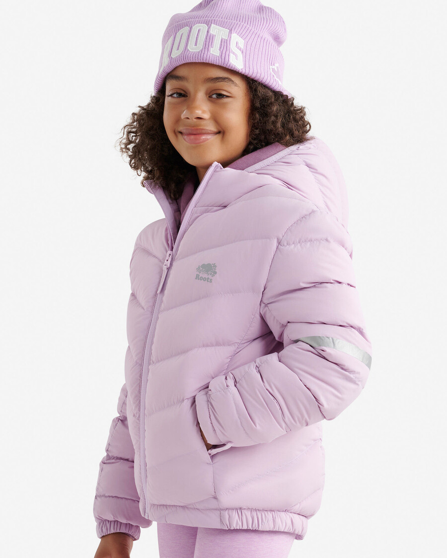 roots daunen-packbare jacke für kinder