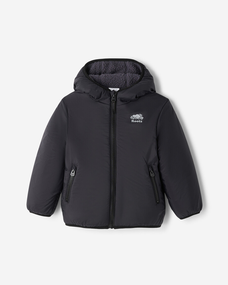 wendbare lammfell-fleecejacke für kleinkinder