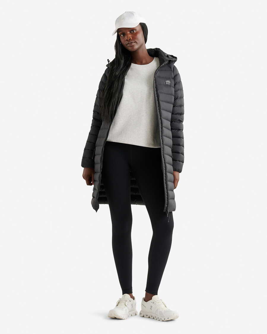 roots daunen-packbare lange jacke