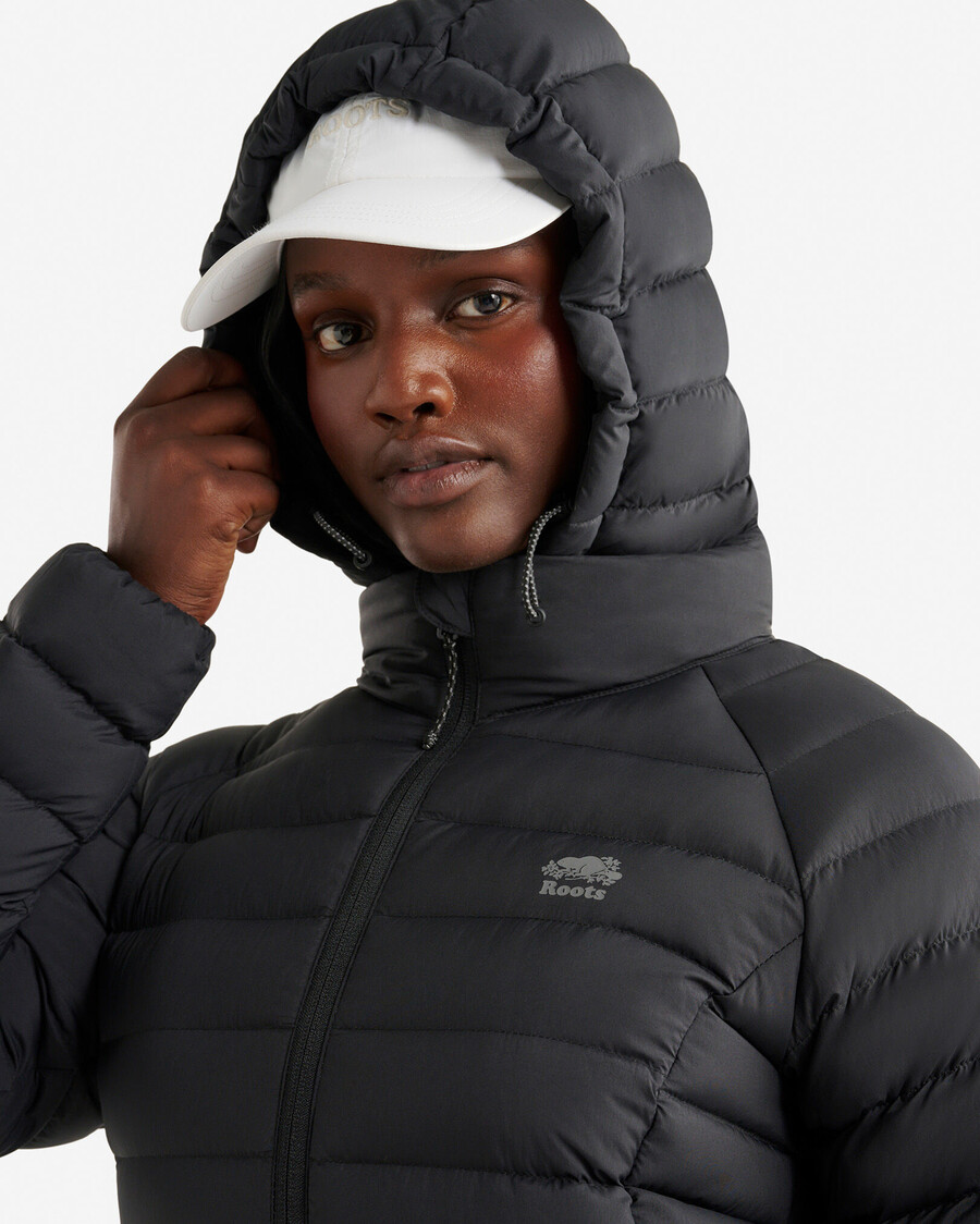 roots daunen-packbare lange jacke