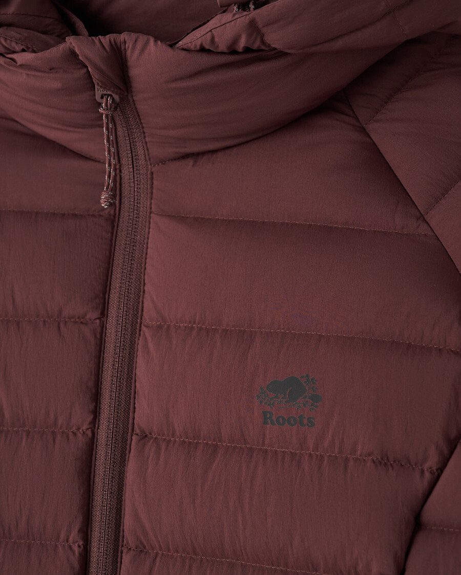 roots daunen-packbare lange jacke