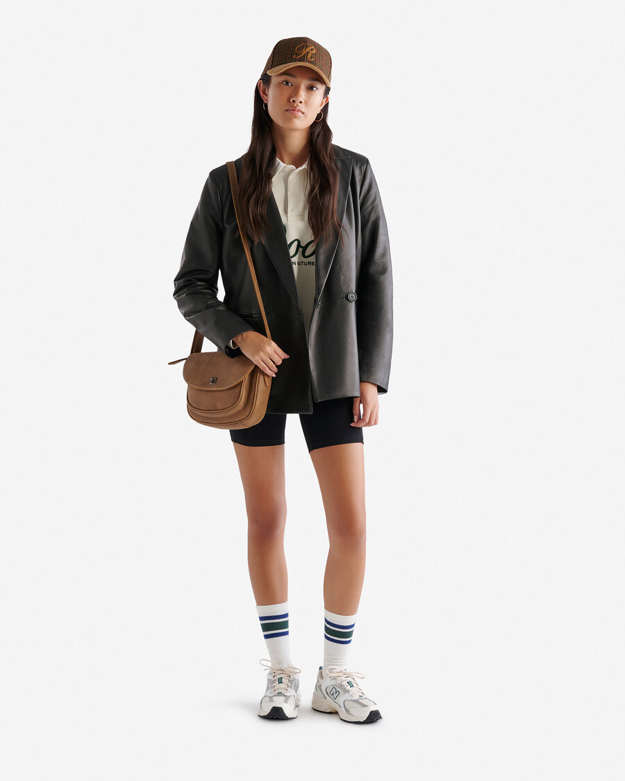 damen-lederblazer mit doppelter knopfleiste