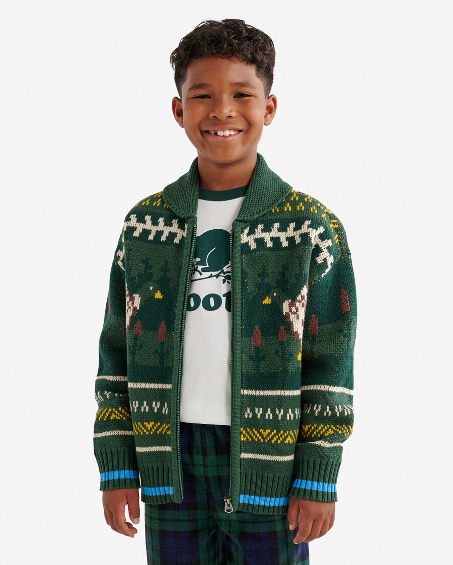 kinder-hüttenschal fair-isle-strickjacke