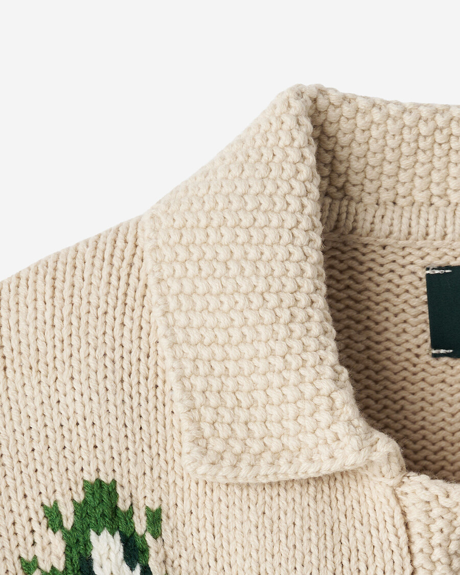 kleinkind-strickjacke mit schneefuchsmotiv