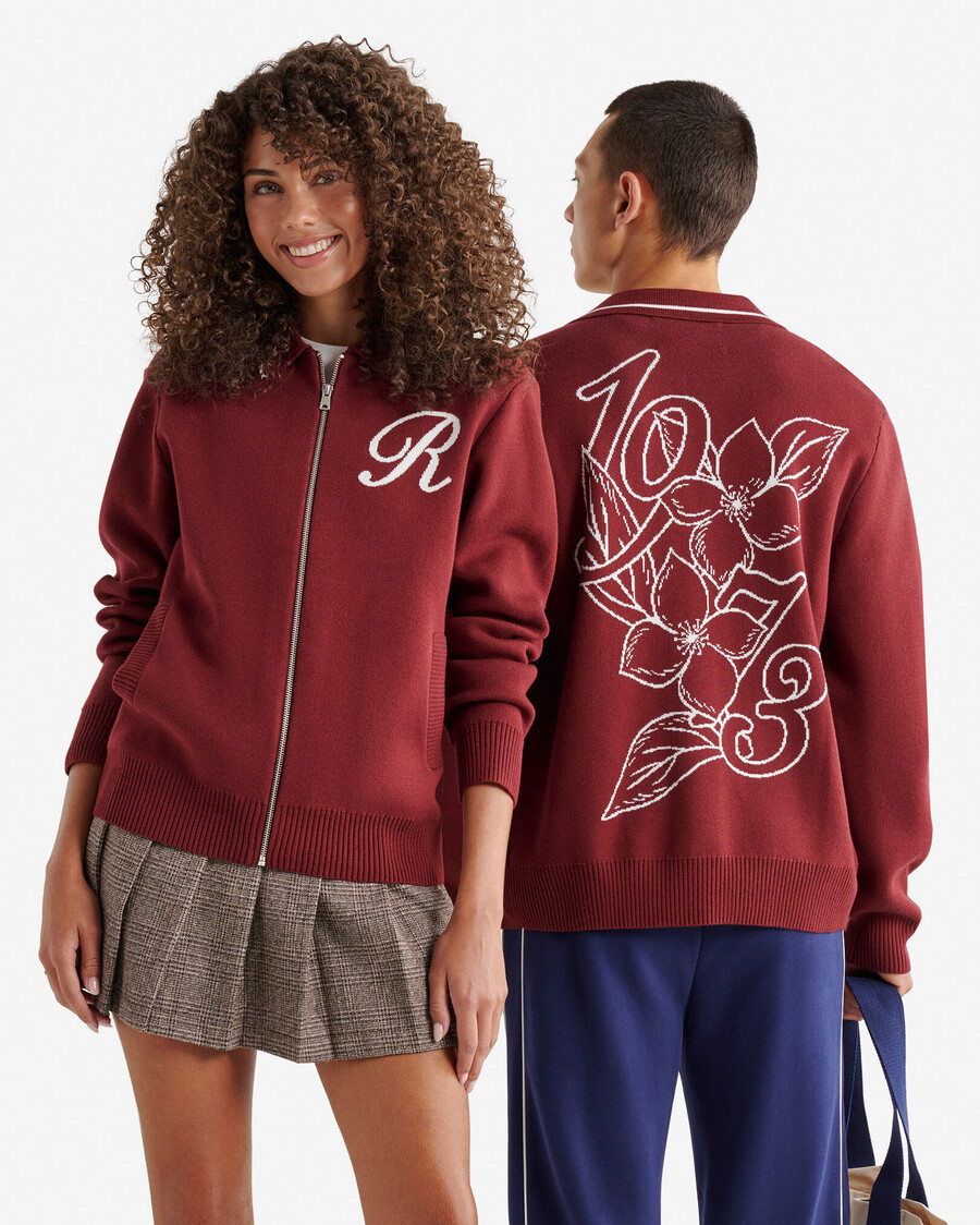 robson jacquard-strickjacke mit reißverschluss