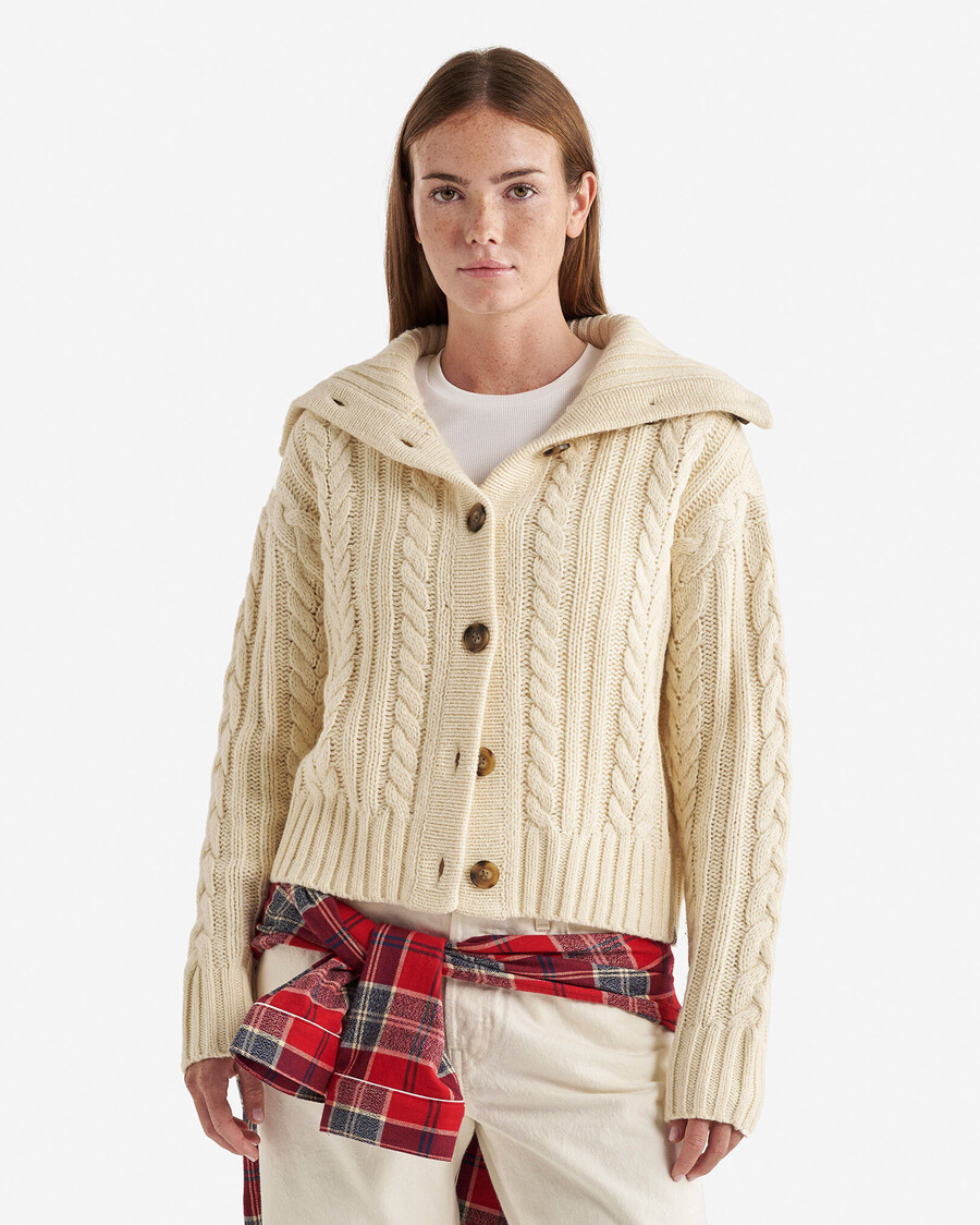 strickjacke mit kabinenkragen