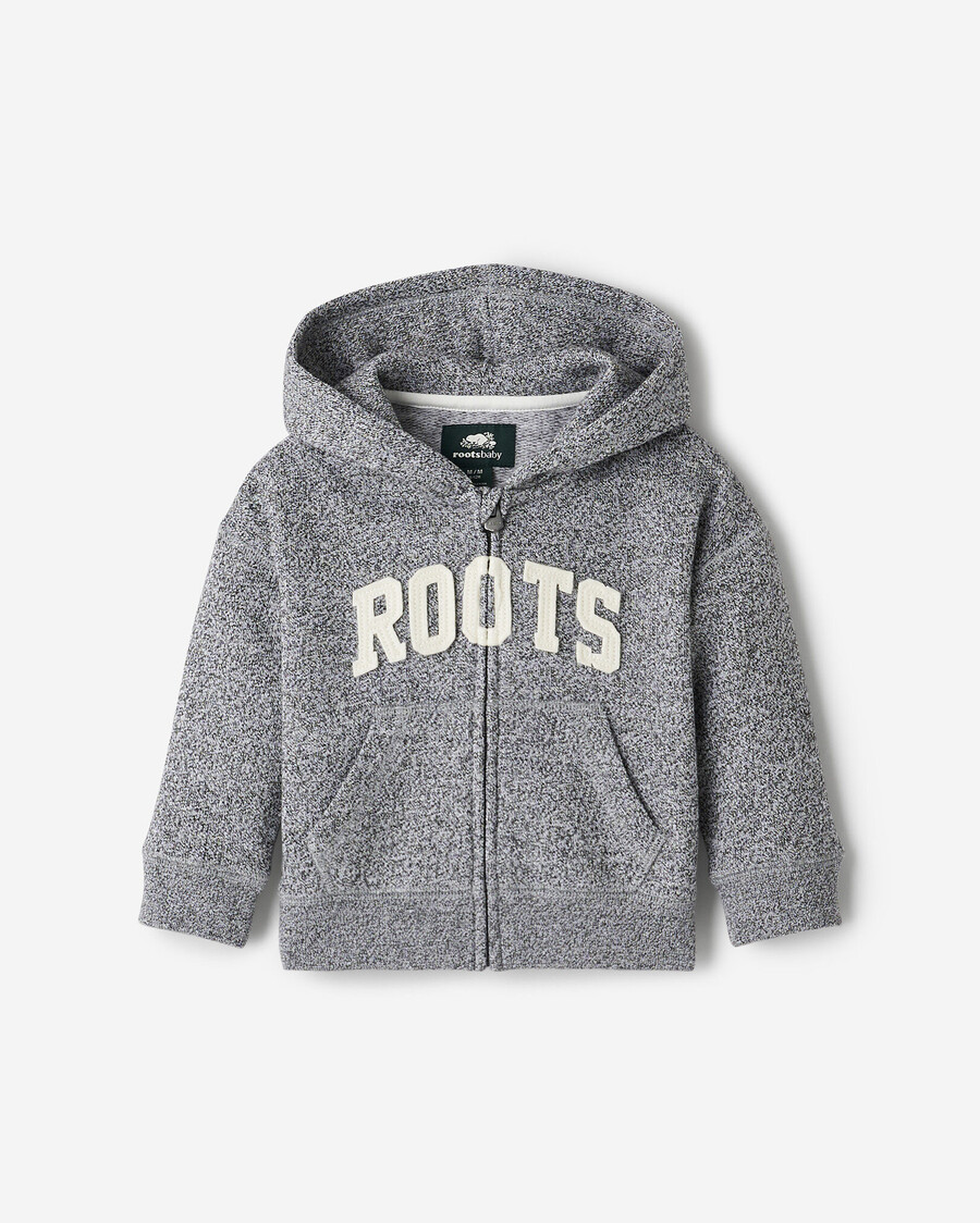 baby roots applikations-kapuzenpullover mit durchgehendem reißverschluss