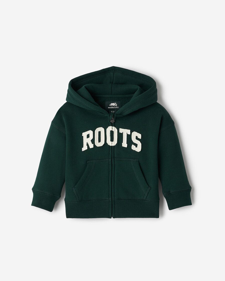 baby roots applikations-kapuzenpullover mit durchgehendem reißverschluss