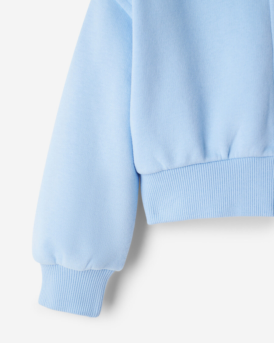 sommerlicher kapuzenpullover für kleinkinder kurz geschnitten mit durchgehendem reißverschluss