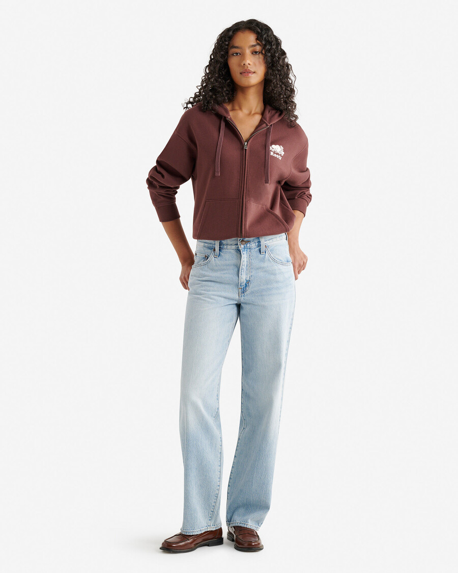 bio-original-kapuzenpullover mit durchgehendem reißverschluss locker geschnitten