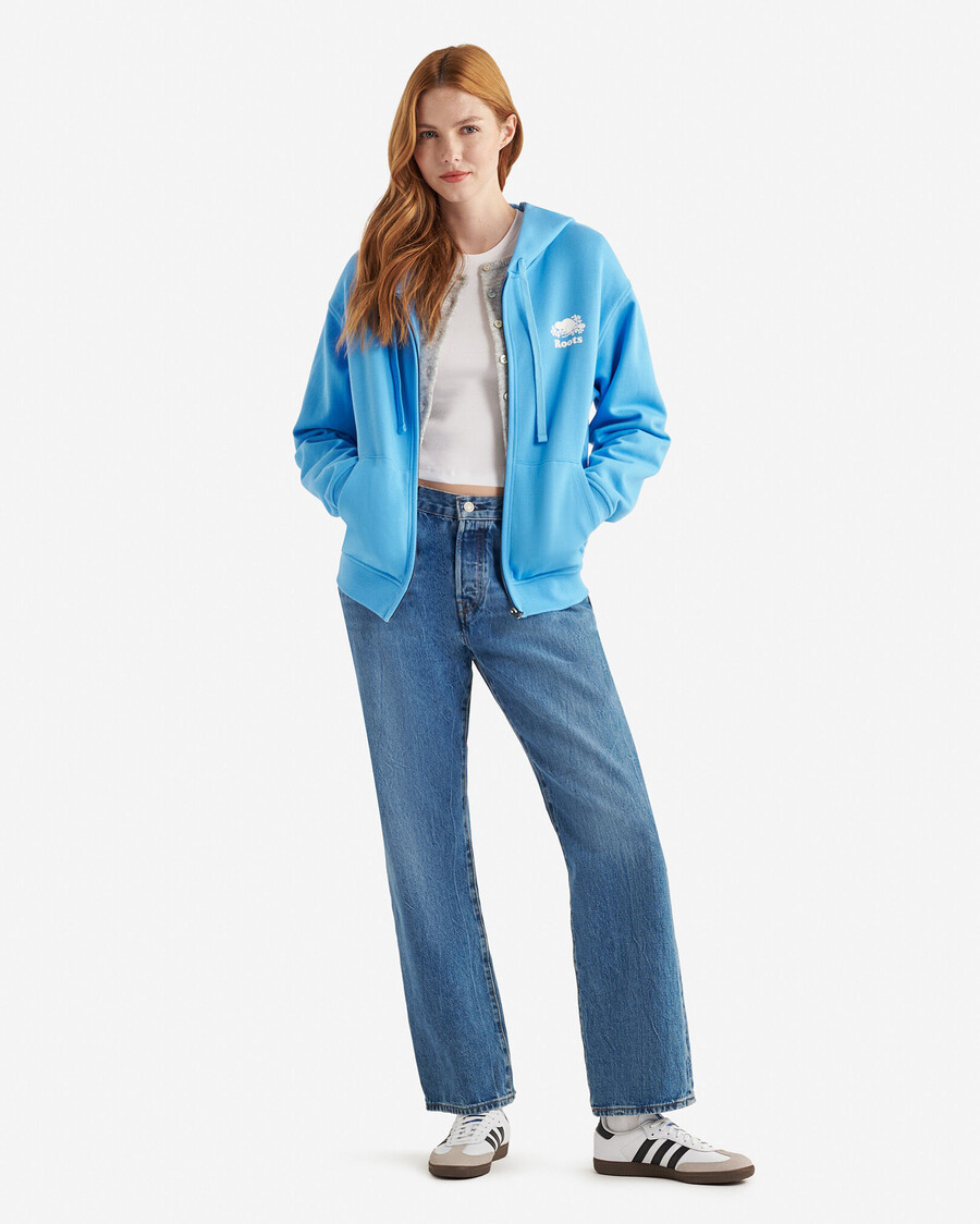 bio-original-kapuzenpullover mit durchgehendem reißverschluss locker geschnitten