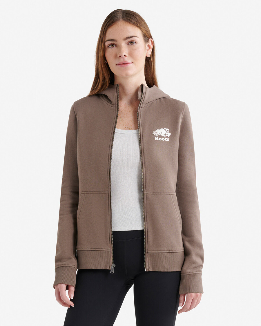 bio-kupfer slim-fit-kapuzenpullover mit durchgehendem reißverschluss