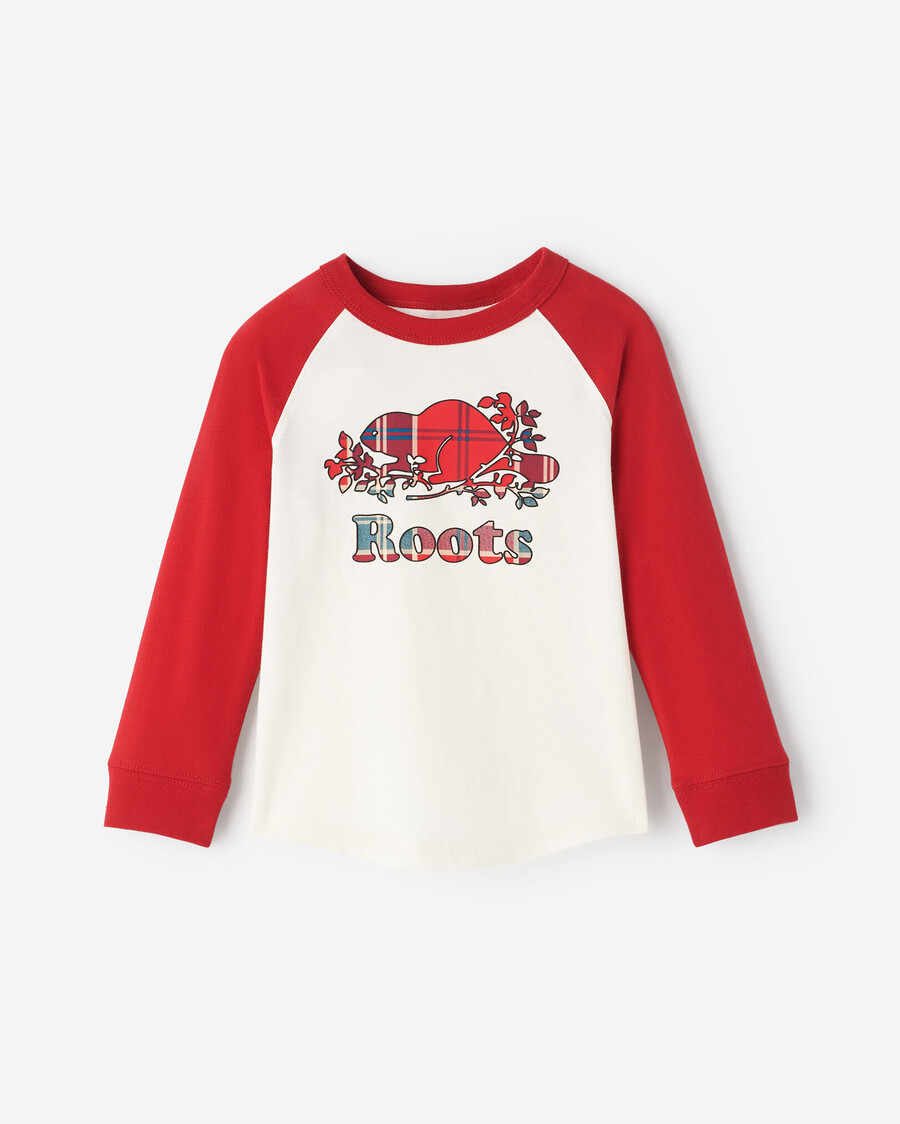 kariertes baseball-t-shirt für kleinkinder