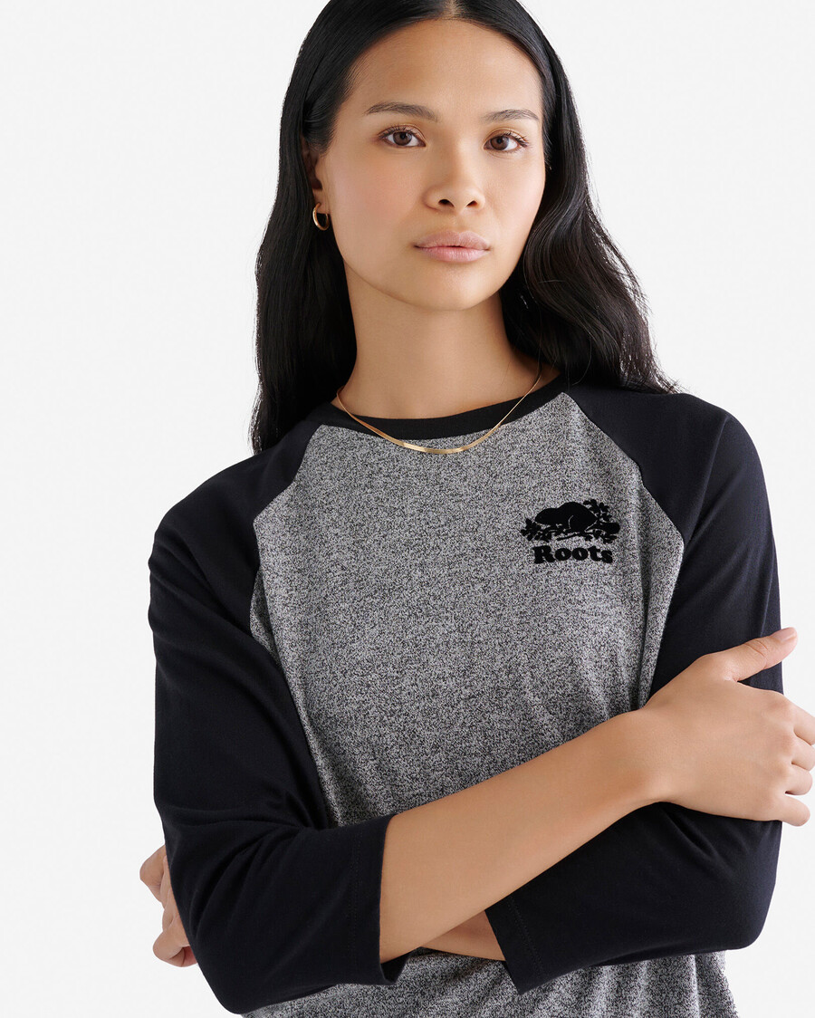 damen-baseball-t-shirt aus bio-baumwolle von cooper