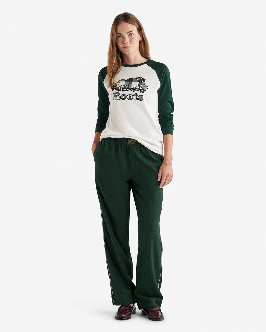damen cooper kariertes langarm-t-shirt