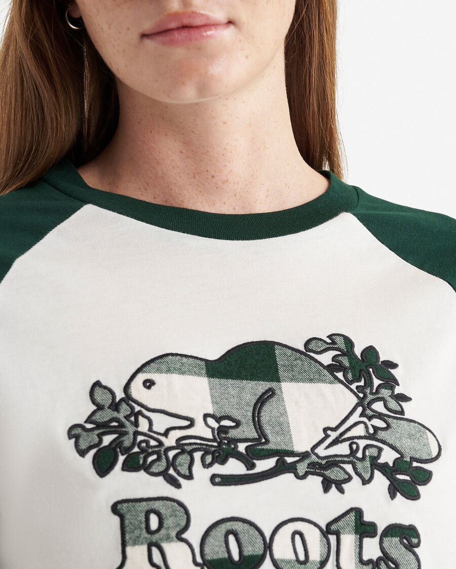 damen cooper kariertes langarm-t-shirt