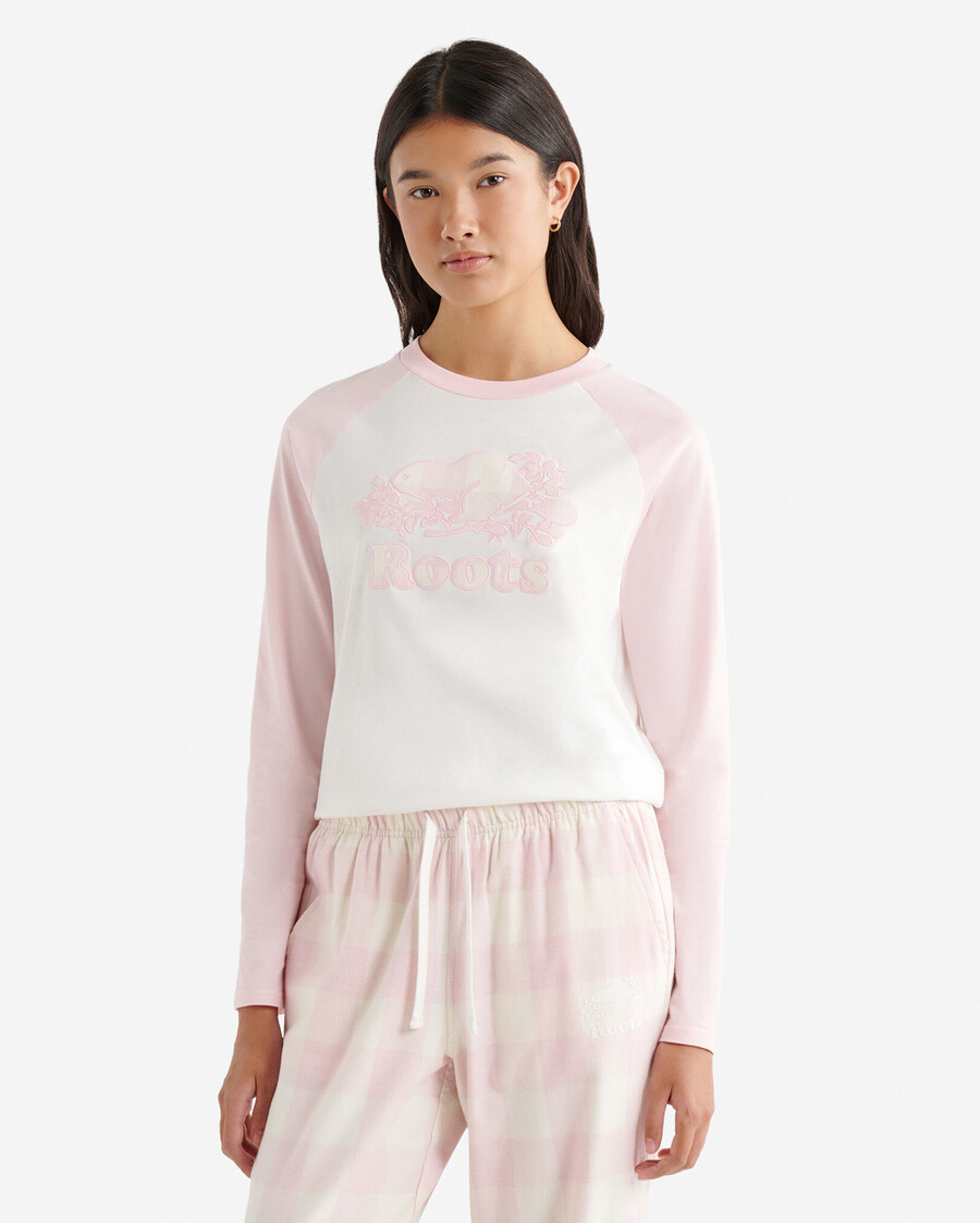 damen cooper kariertes langarm-t-shirt