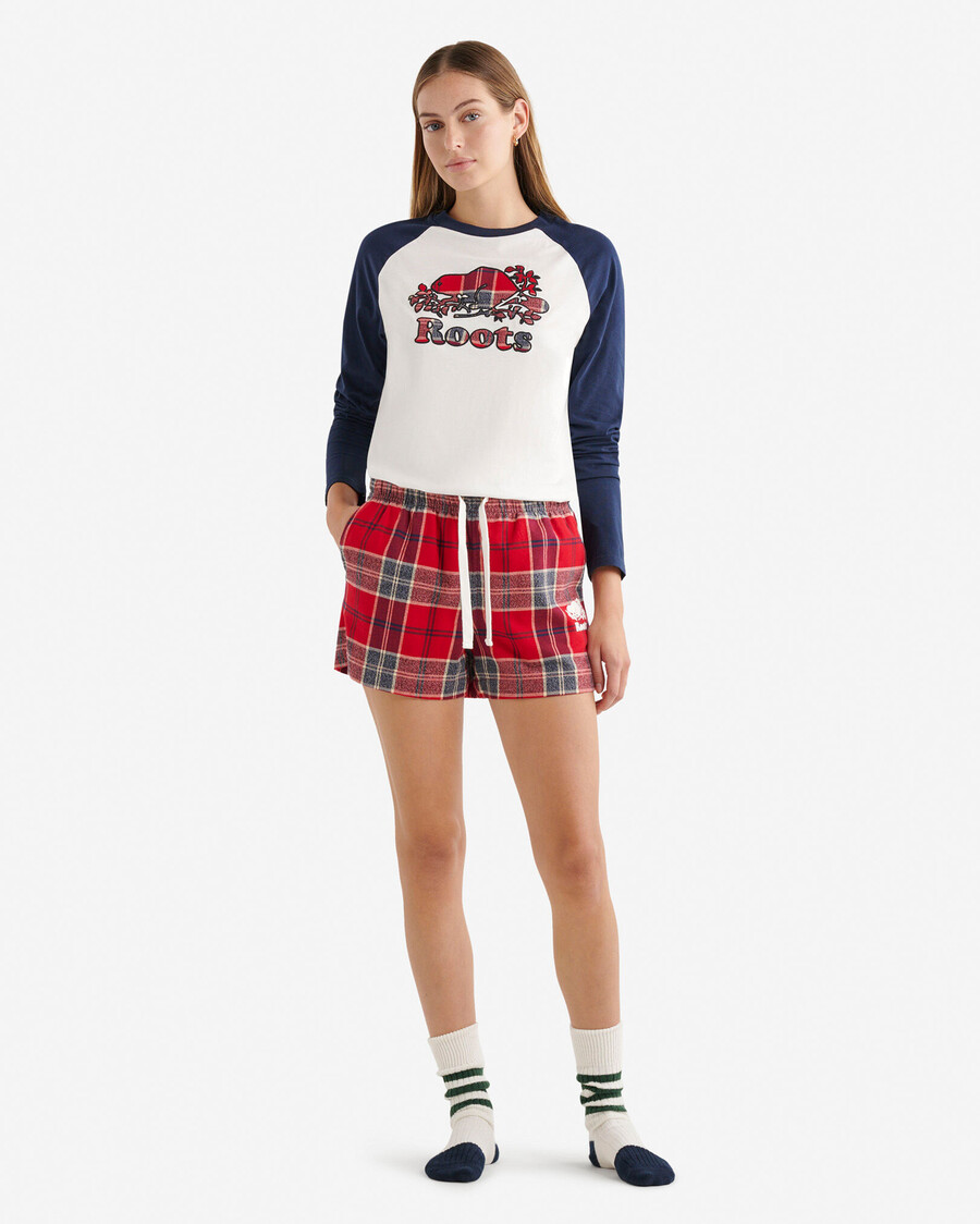 damen cooper kariertes langarm-t-shirt